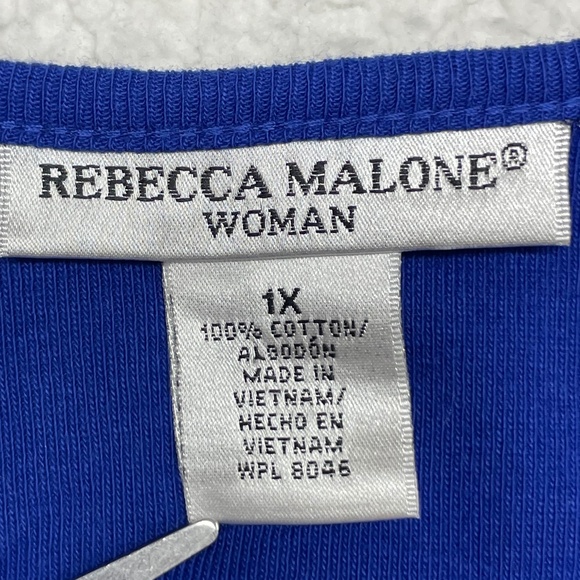 NWT Rebecca Malone Blue Embroidered 1X Women’s Top - Picture 9 of 14